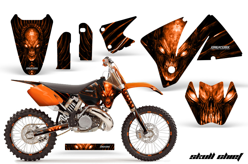 KTM C3 Graphics Kit Skull Chief Orange Rims